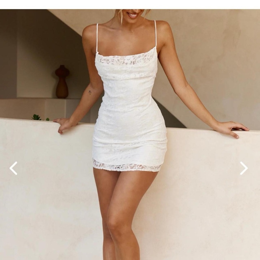 Selfie Leslie White Lace Mini Dress